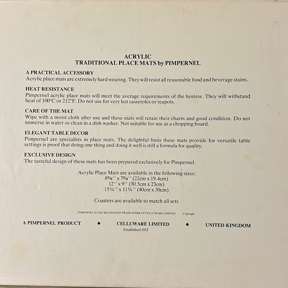 Pimpernel De Luxe Finish Traditional Collection English Cottages Two Placemats - Picture 9 of 9